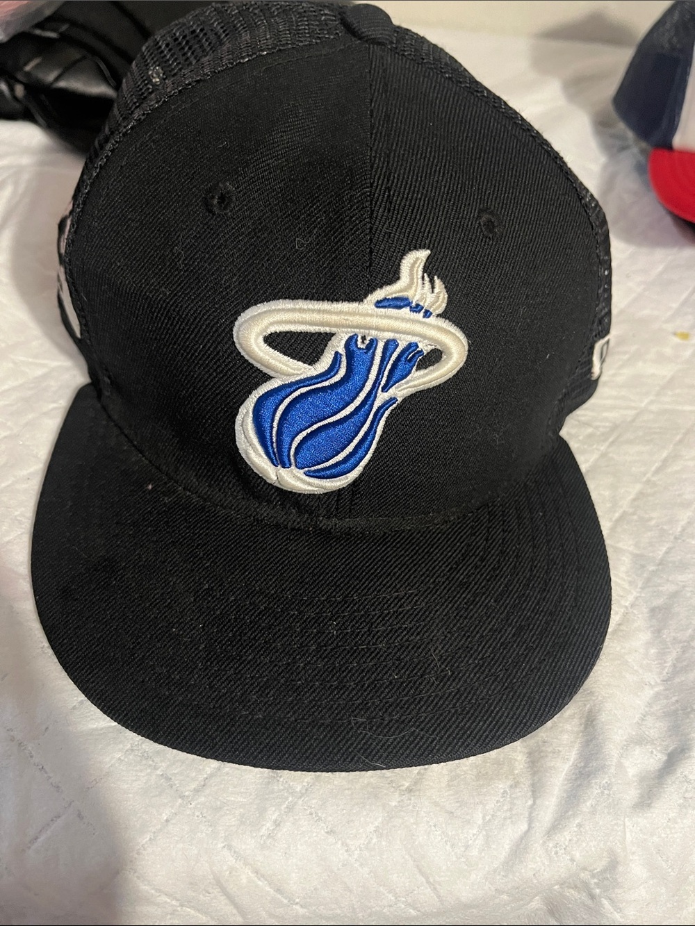 NBA Black Snapback Hat with Blue & White Flame Logo